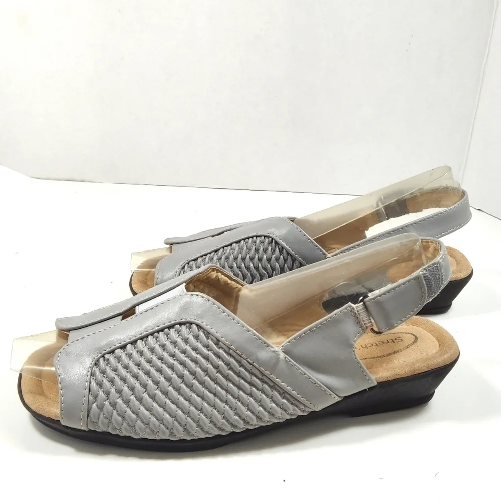 Beacon Stretch n Foam grey sling back peep toes shoes Size: 8M